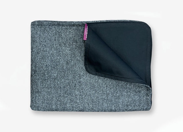 Irish Wool Gray Tweed and Waxed Cotton Pet Blanket