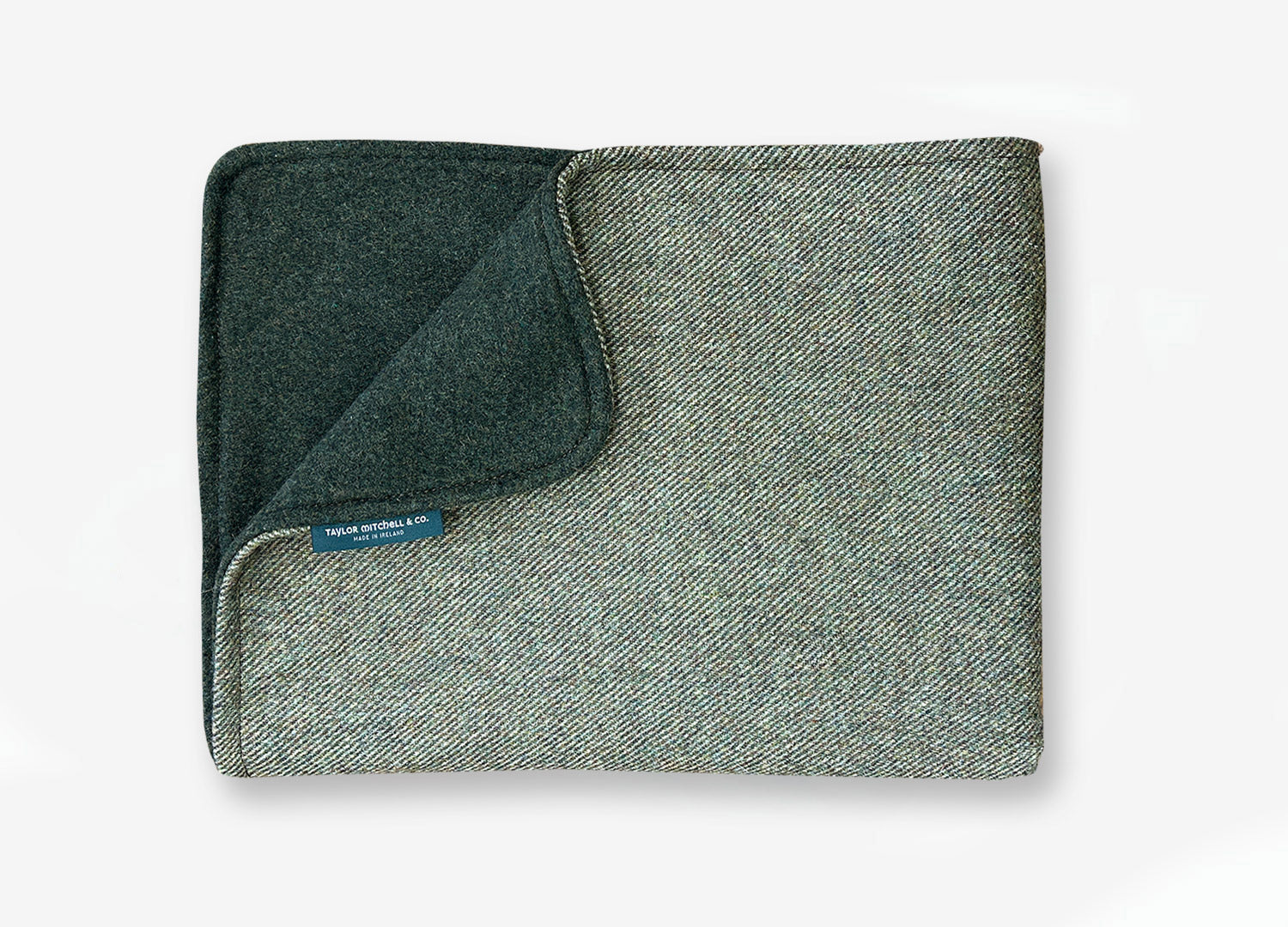 Olive Stripe Tweed/Solid Olive Wool Back Pet Blanket