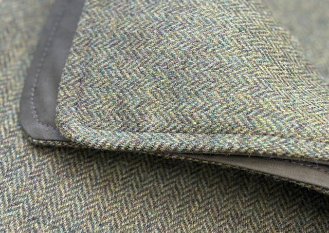New! Olive Herringbone Tweed/Waxed Cotton Back Pet Blanket