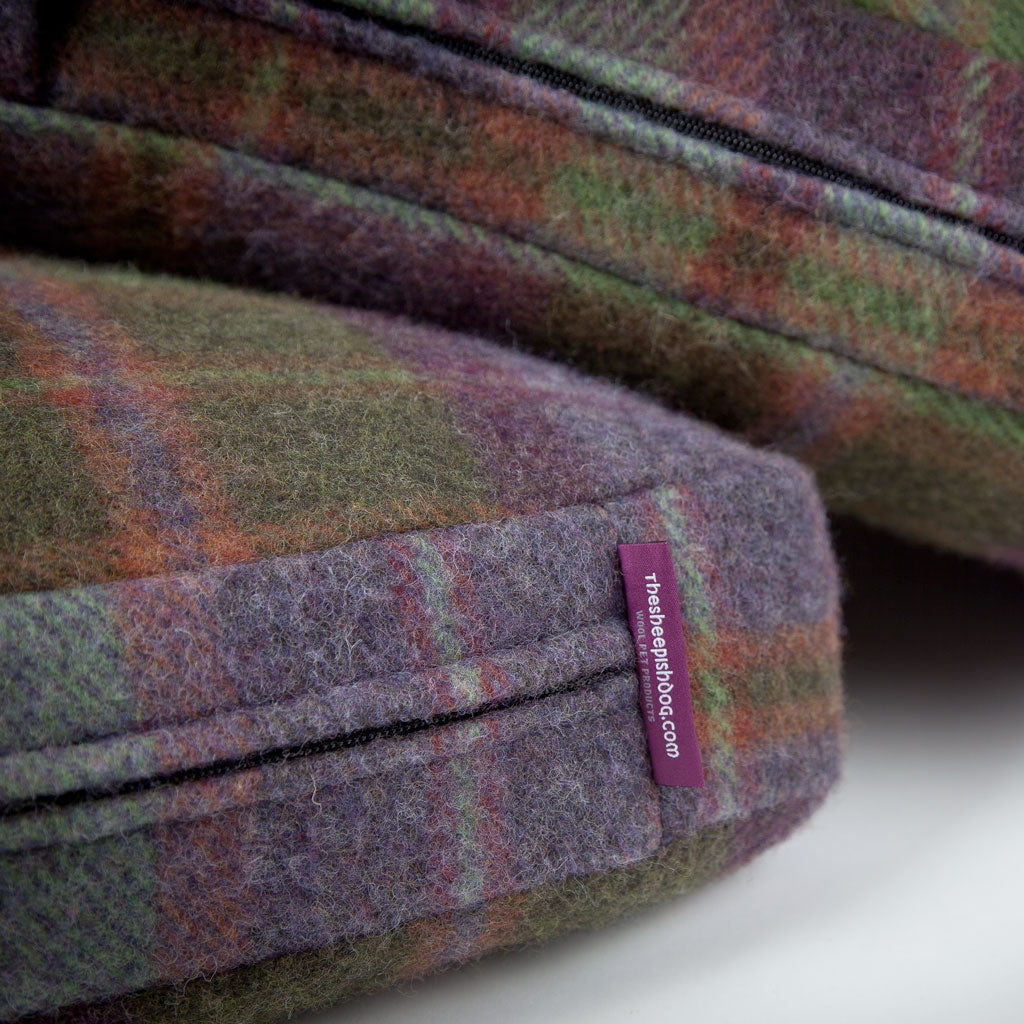 beautiful Irish wool dog beds made in Ireland are filled with our own sheep wool processed on our farm.