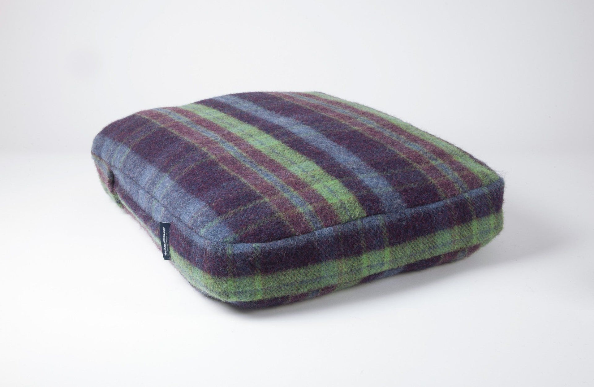 Blanket Wool Atlantic Plaid Dog Bed in Violet and Green