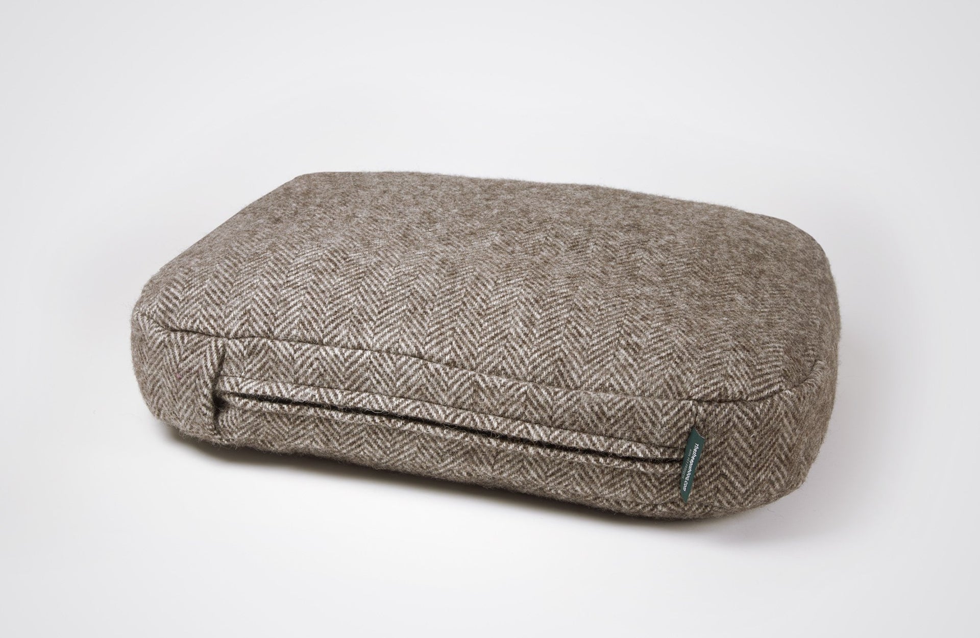 Undyed Irish Wool Dog Bed in Herringbone Pattern